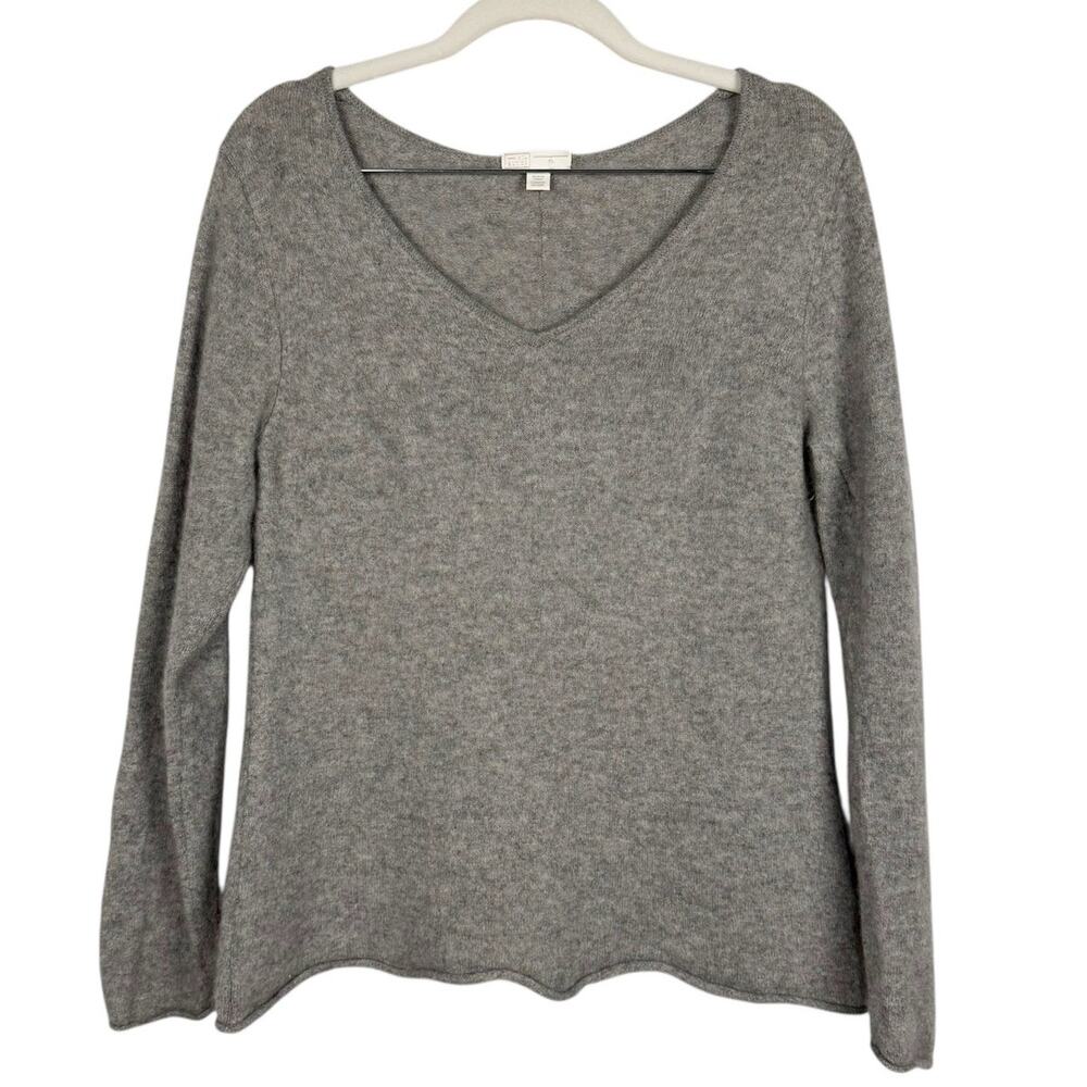 14th & Union Basic Casual 100% Cashmere V Neck Rolled Hem Knit Sweater Top Sz XL